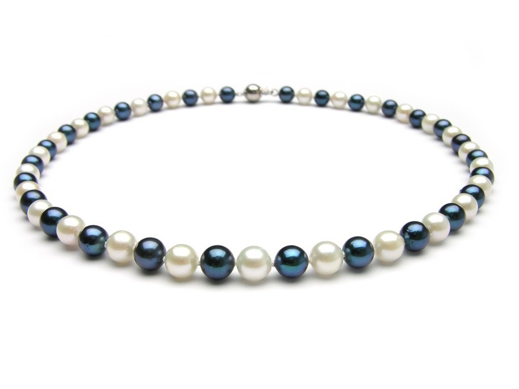 6-6.5 mm Black & White Akoya Pearl Necklaces [ST33587A