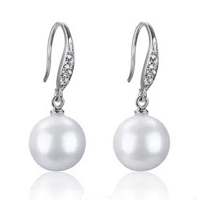 White Pearl Dangle Earrings AAA White Pearl Dangle Earrings AAA